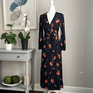 & Other Stories Black Floral Wrap Dress